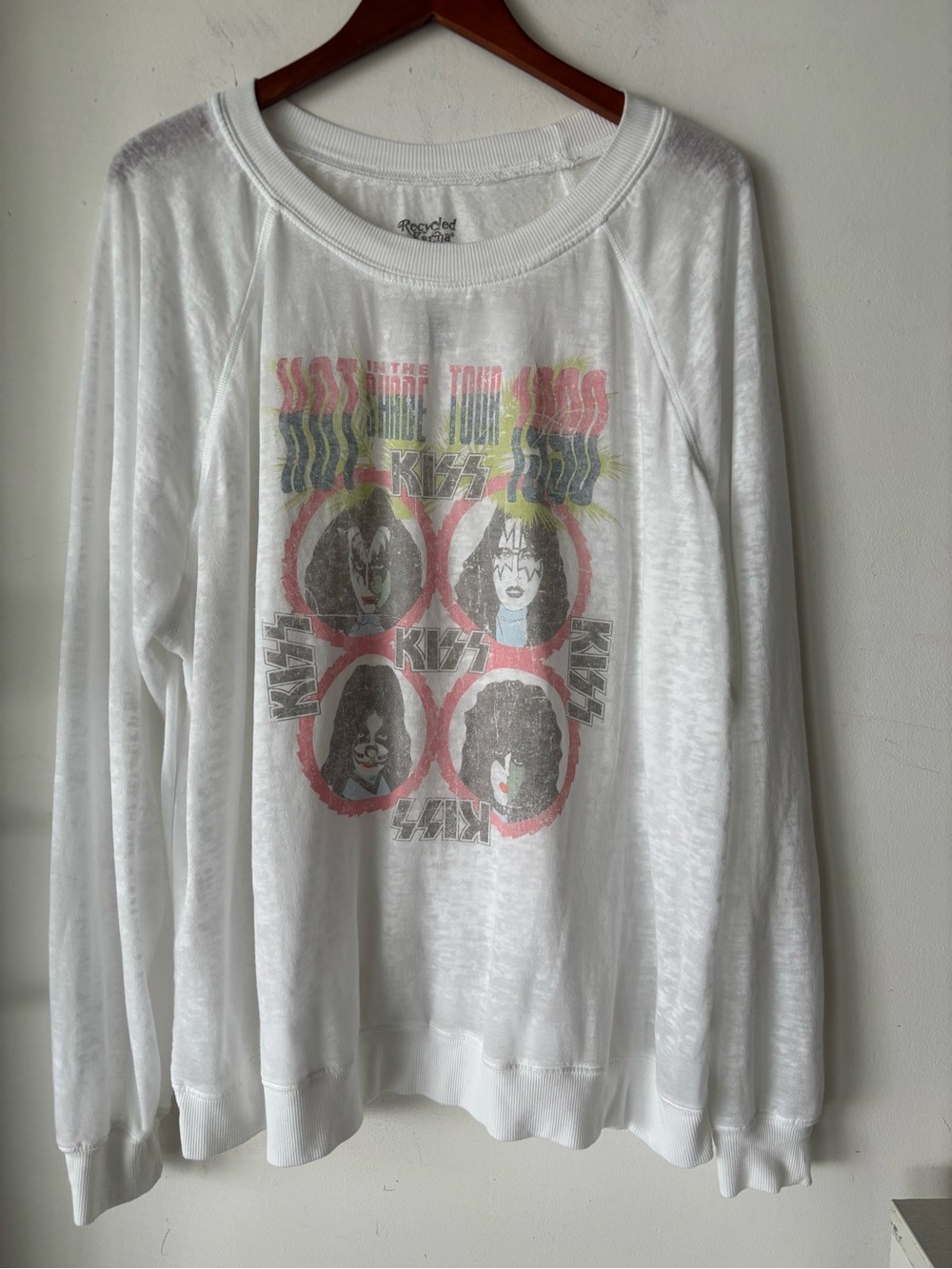 Recycled Karma Kiss White Graphic Band Sweatshir